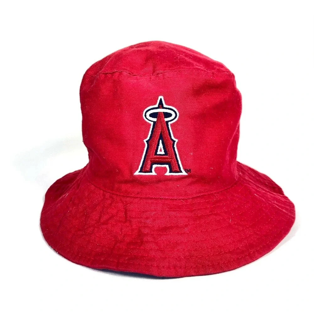 Vintage Anaheim Angels Youth Red‎ Bucket Hat MLB Wescom Promo USA
